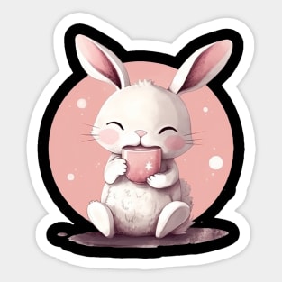 Coffee drinking bunny Sticker